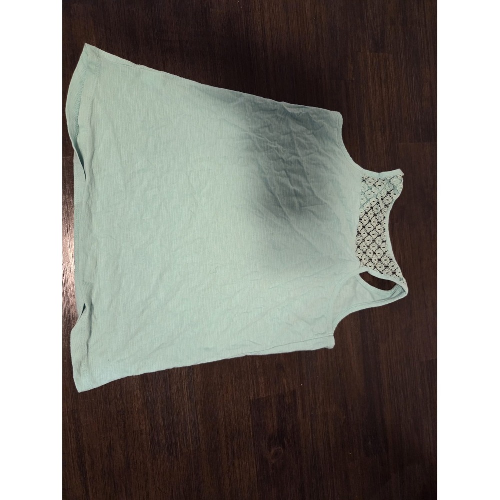 Green Soda Girls XL 14/16 Mint Green Lace Racerback Tank Top Pocket Tee - Picture 3 of 3